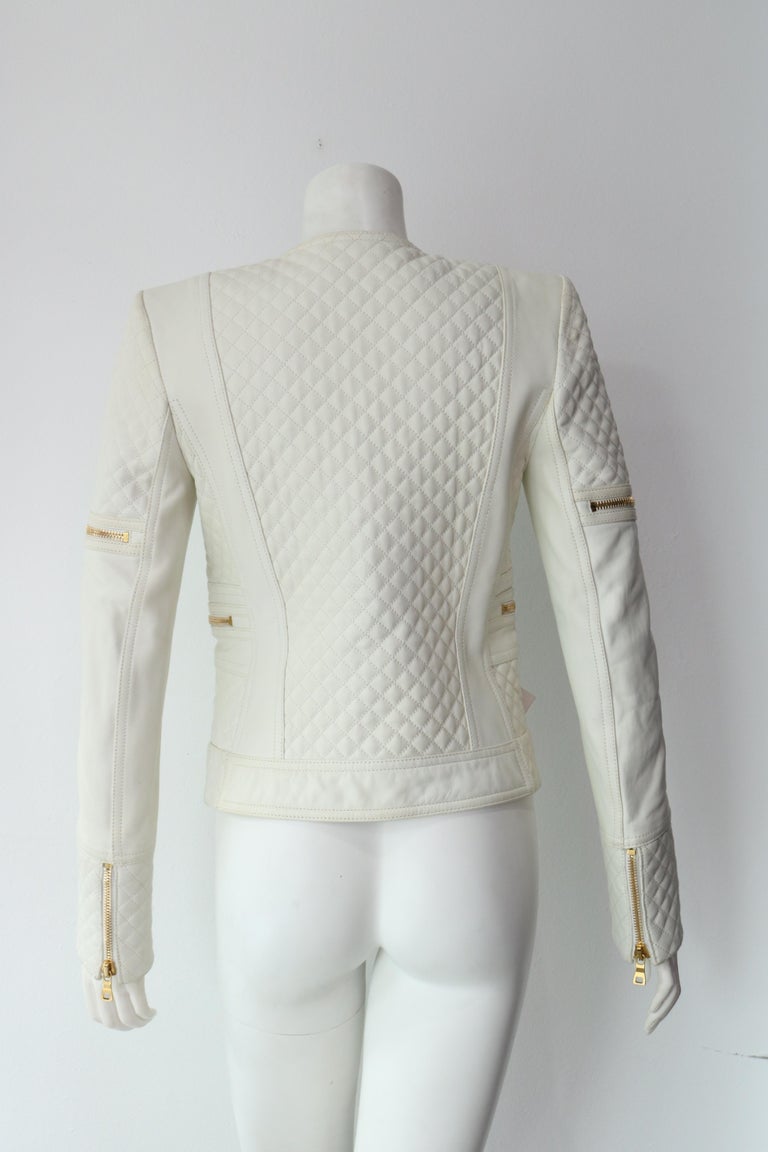 Balmain White Leather Jacket — Nous Showroom