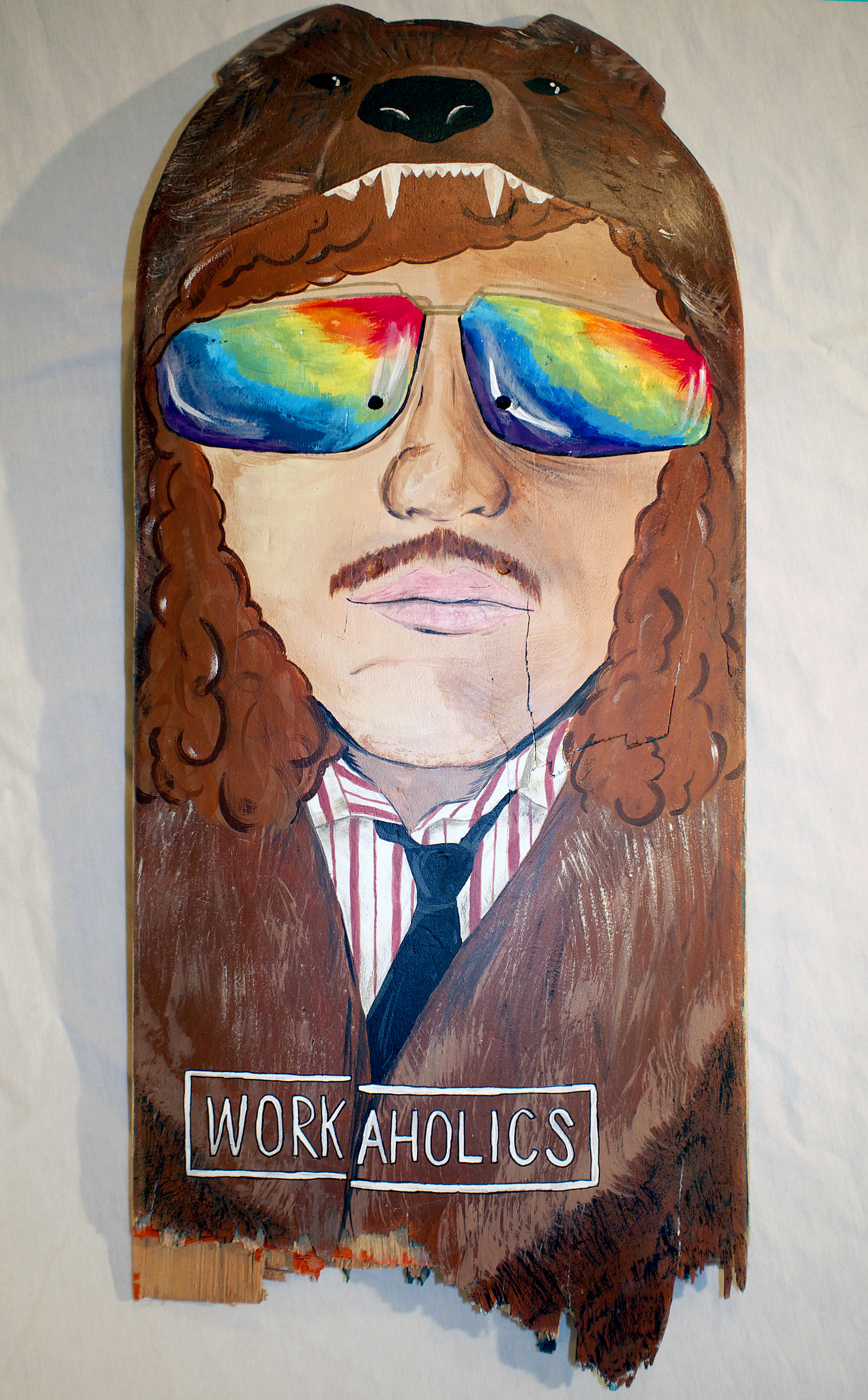 2014 Acrylic paint on broken wooden skateboard