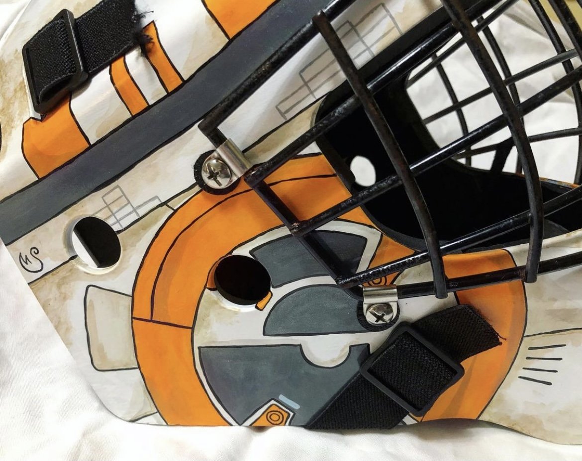 2019 Custom designed and painted a hockey goalie mask by commission.