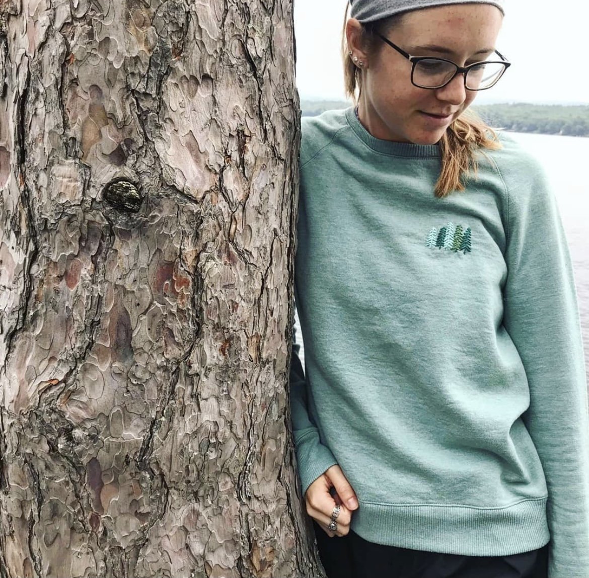 2017 Hand embroidered sweatshirt with little trees