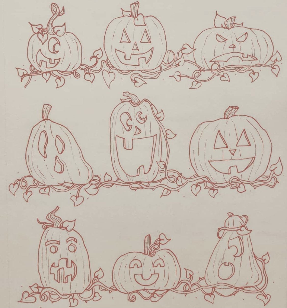 2019 Pen drawing of pumpkins