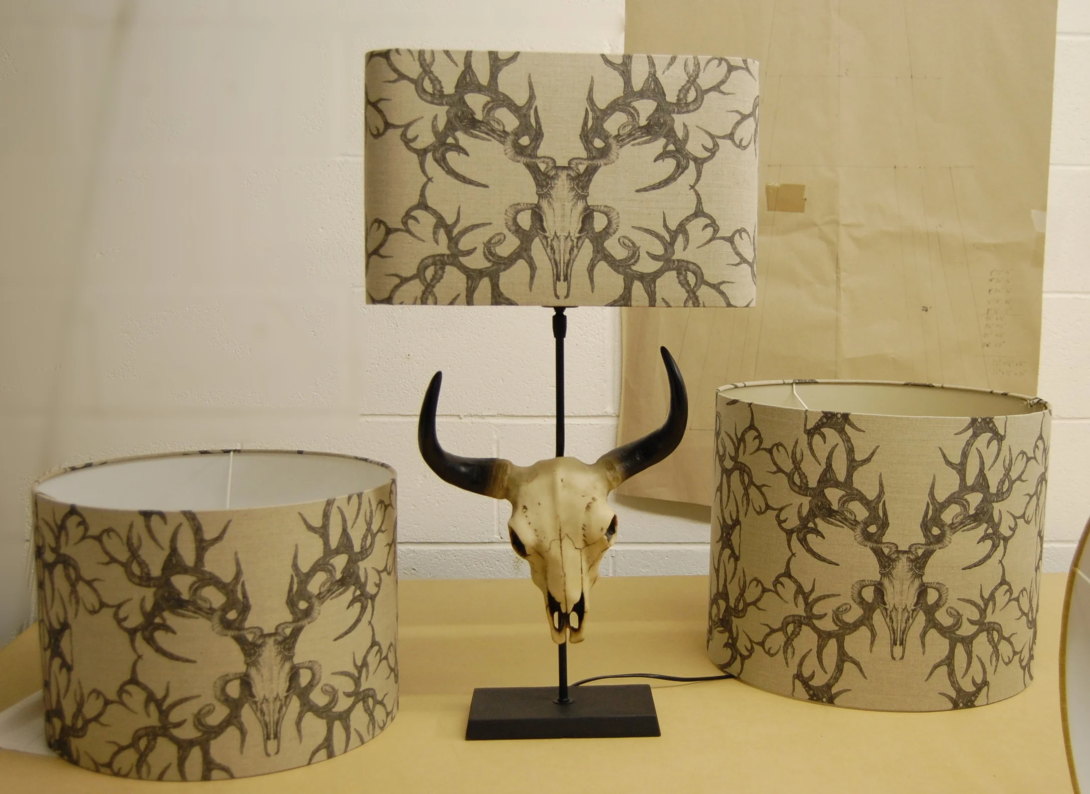 Tradescant and Son Skull Fabric Lampshades