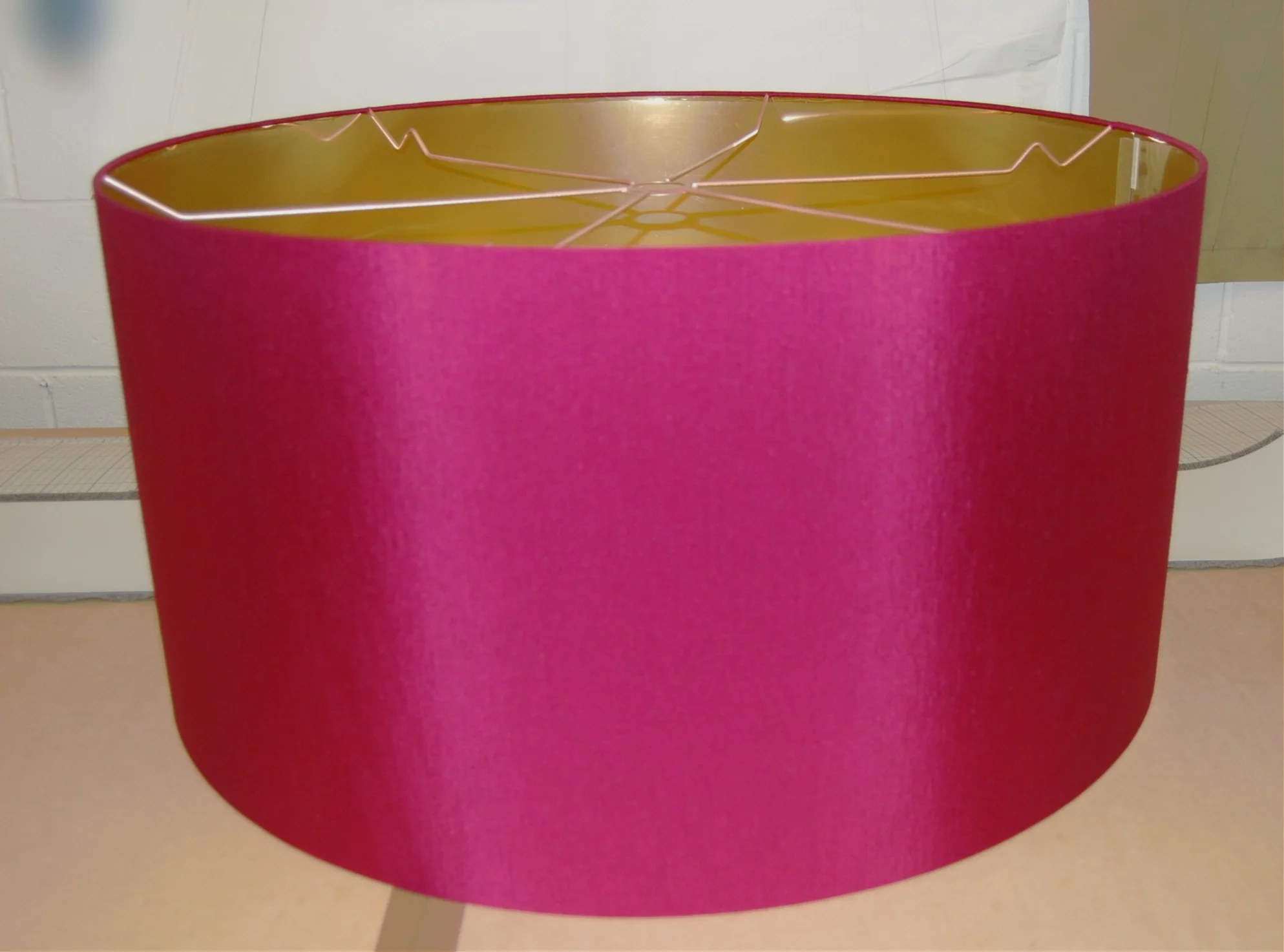 Oversized BIG Lampshade in Pink Crushed Satin