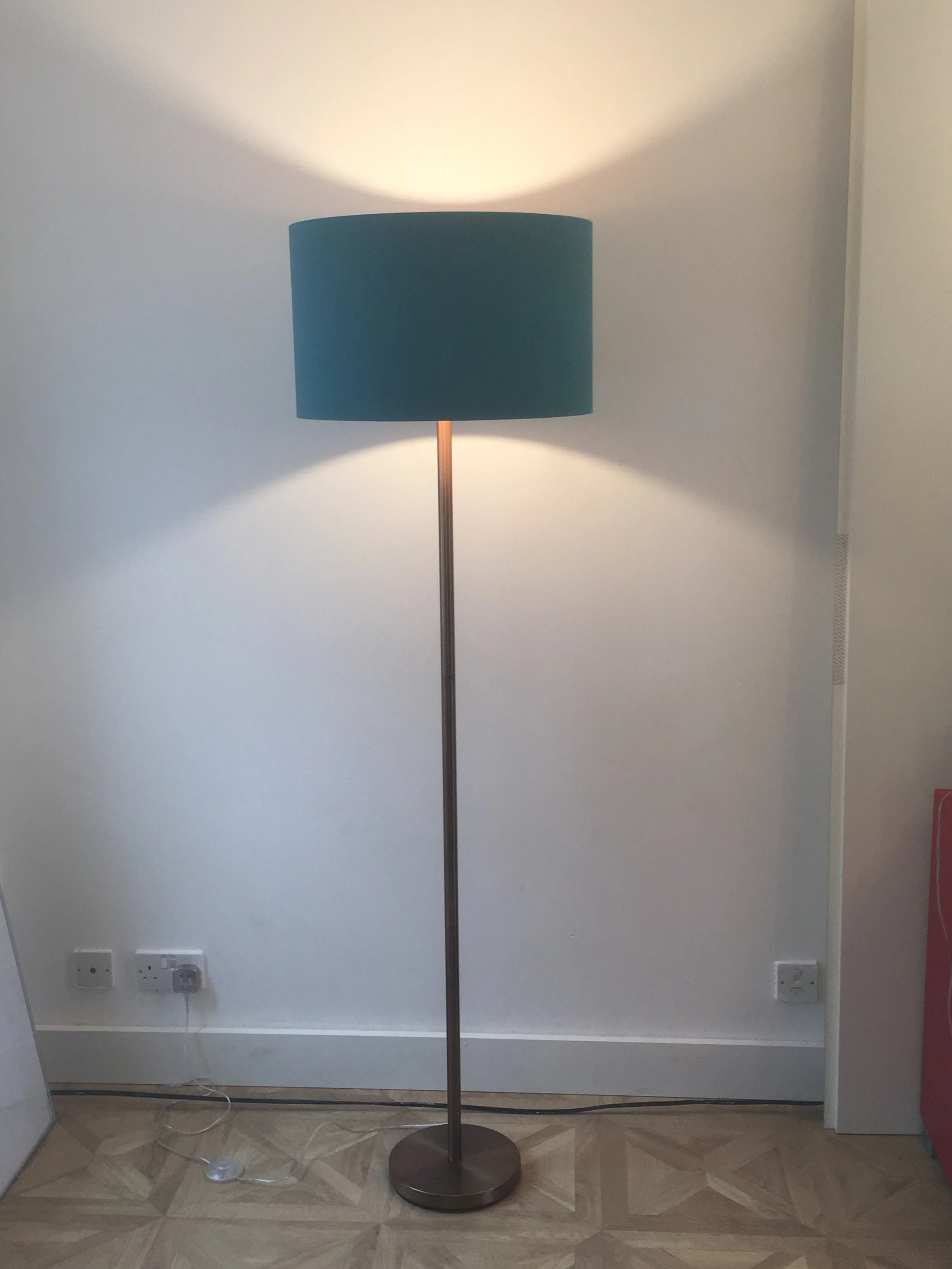 Teal Lamp Shade with Copper lining
