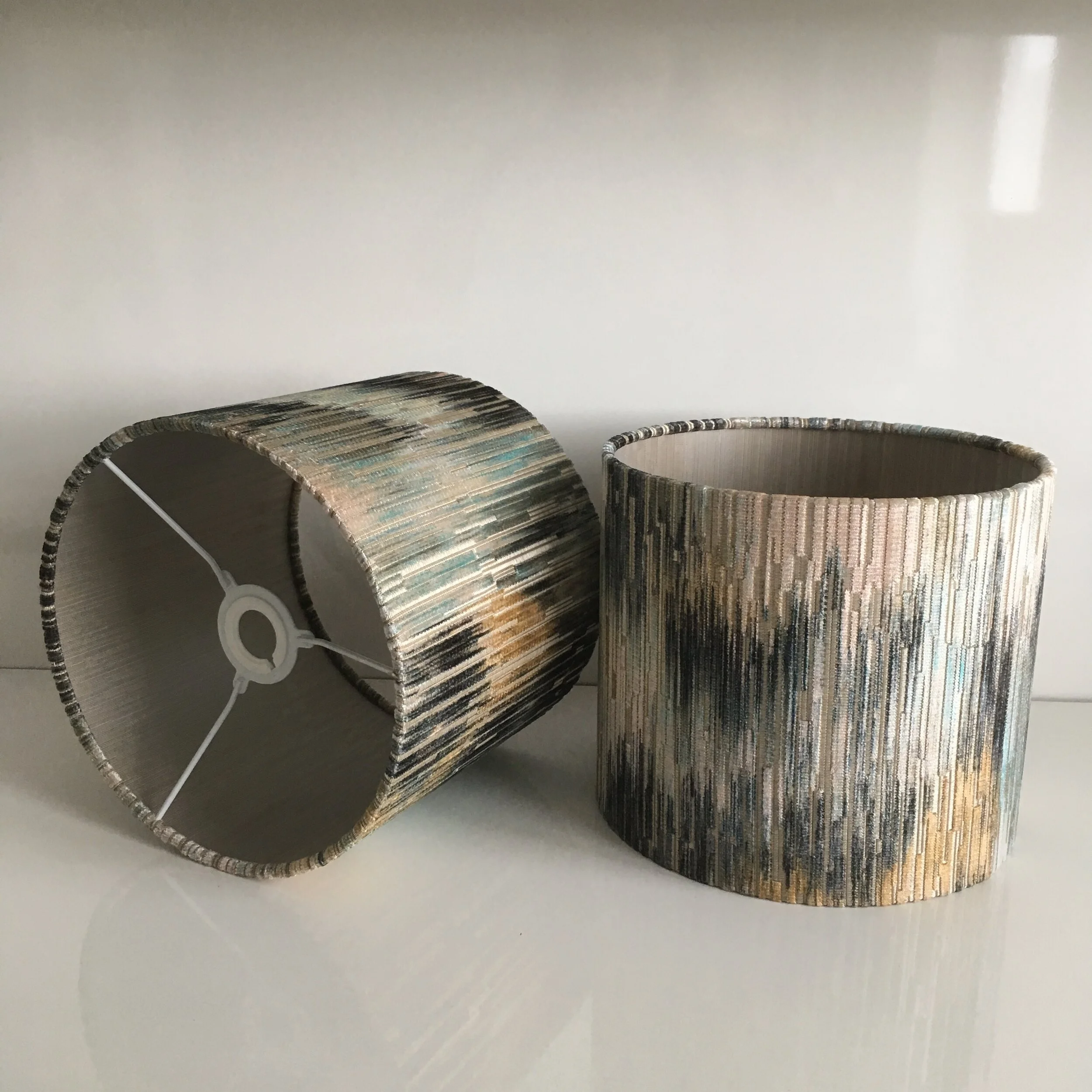 Bespoke Villa Nova Velvet Light shade on transparent lamination