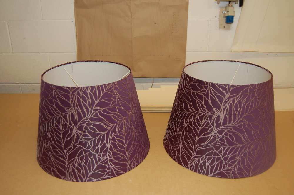 Ashley Wilde Fabric Purple Light Shades by feature-lighting.co.uk