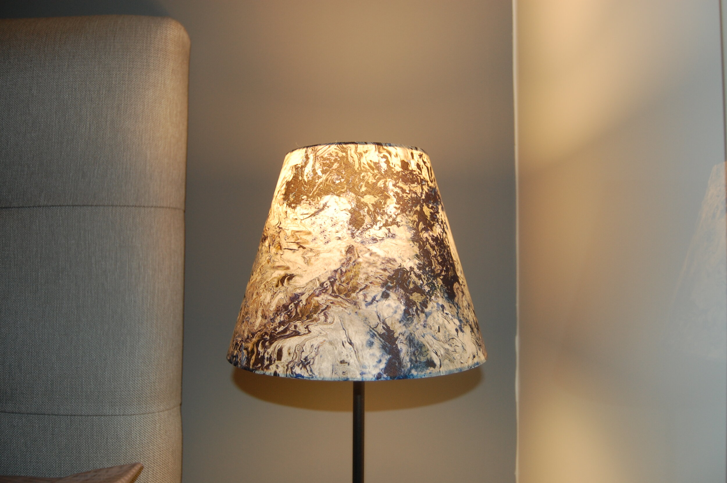 Marbled fabric bedside lamp
