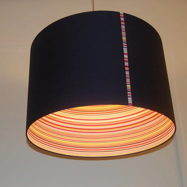 bespoke lamp shade stripey inside