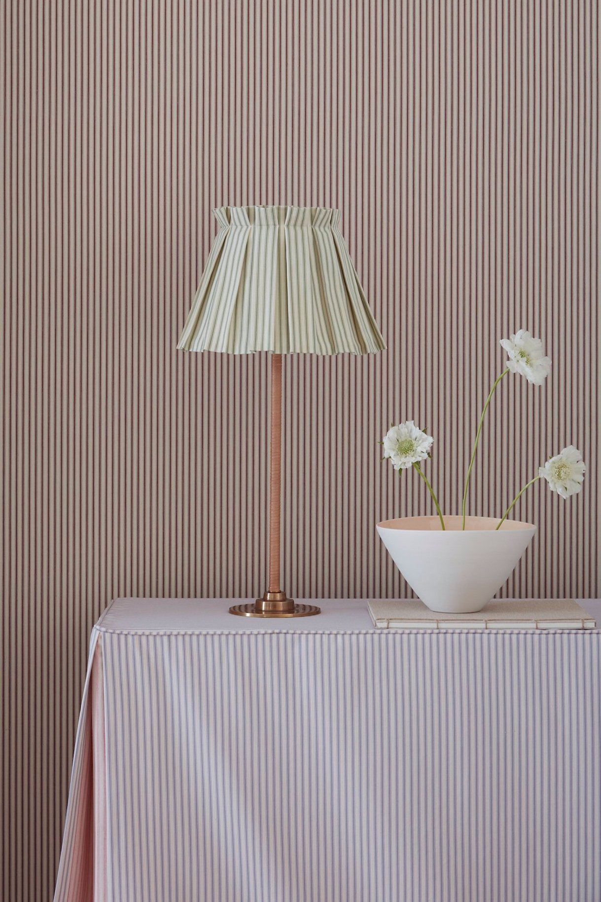 Box Pleat Lampshade in Ian Mankin Ticking Striped Cotton