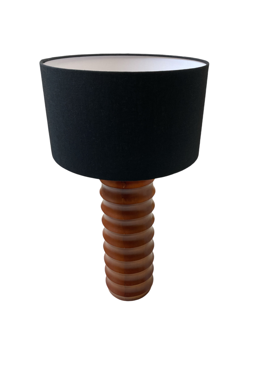 Black Linen Drum Lampshade on Wood Table Lamp.PNG