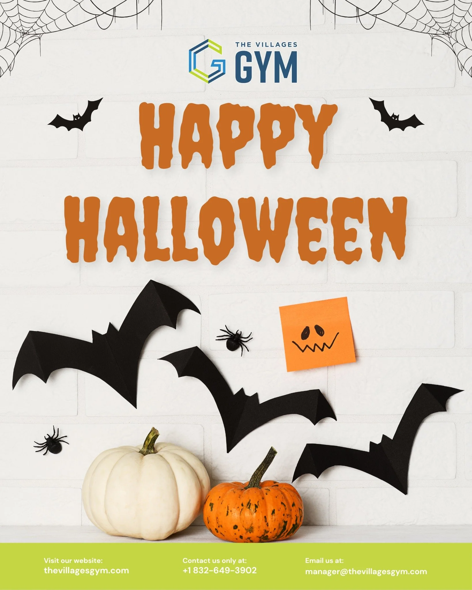🎃 Happy Halloween from The Villages Gym!
Wishing you a fun-filled day of treats, laughter, and maybe a few extra steps to balance out the sweets. 😉

Stay active, stay healthy, and enjoy the spooky season! 👻

📍 Visit: thevillagesgym.com
📞 Call: +