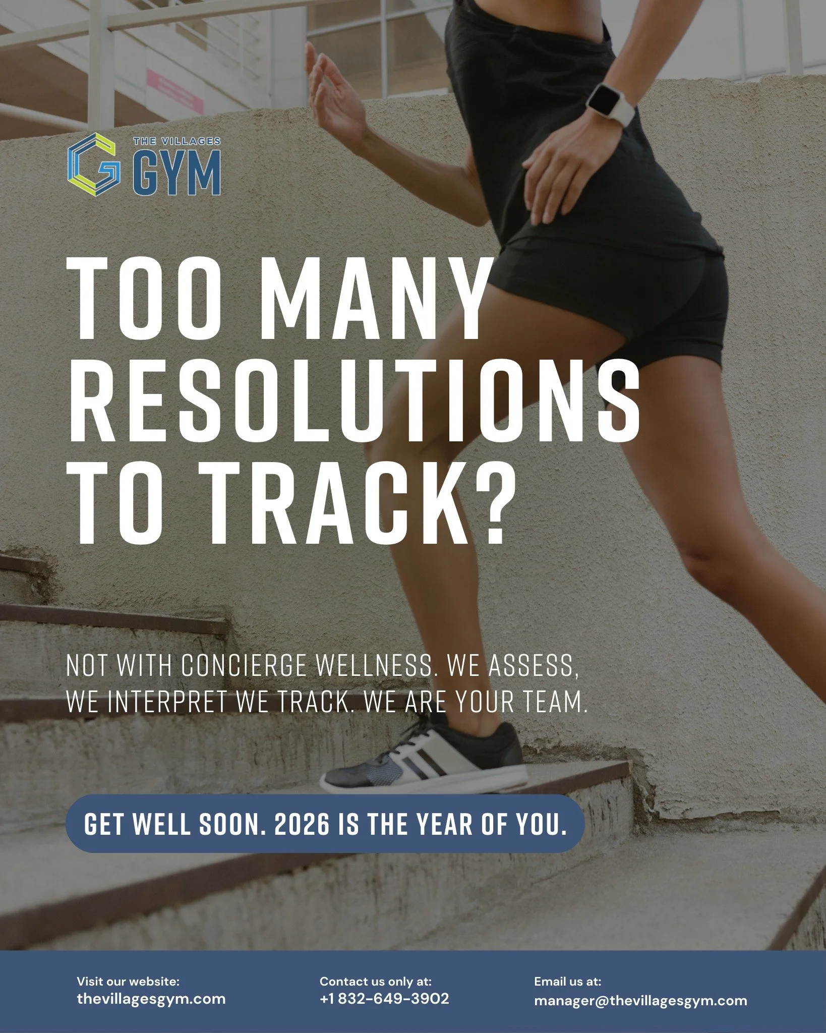 Too many resolutions to track? 📝 We get it.

The start of the year often comes with a long list of goals, but you don't have to manage them alone. At The Villages Gym, we believe wellness shouldn't be overwhelming.

With our Concierge Wellness progr
