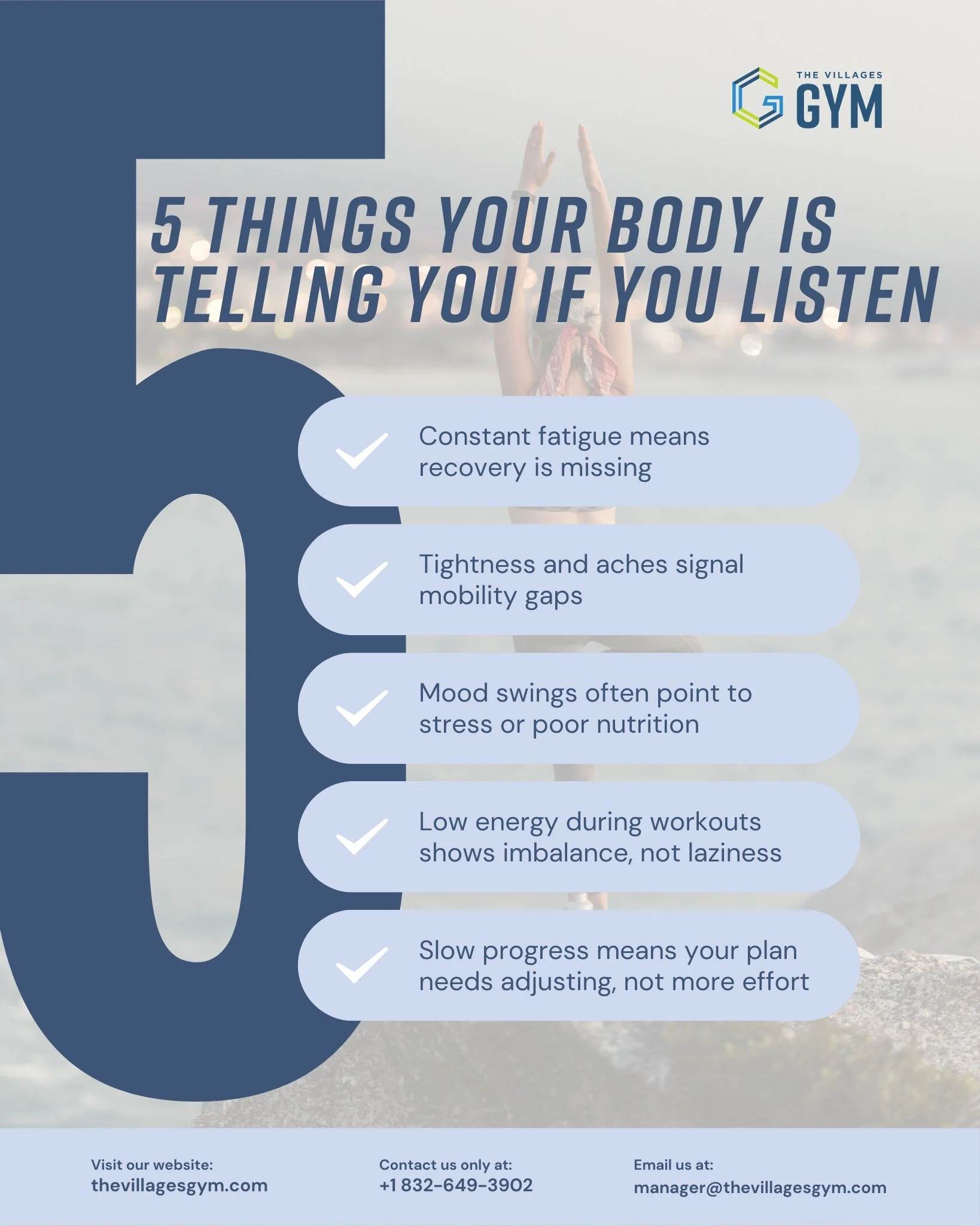 Your body is always communicating. Most people just learn to ignore it.

Constant fatigue, tightness, low energy, or slow progress are not signs to push harder. They are signals to pause, assess, and adjust. When you listen, training becomes smarter 