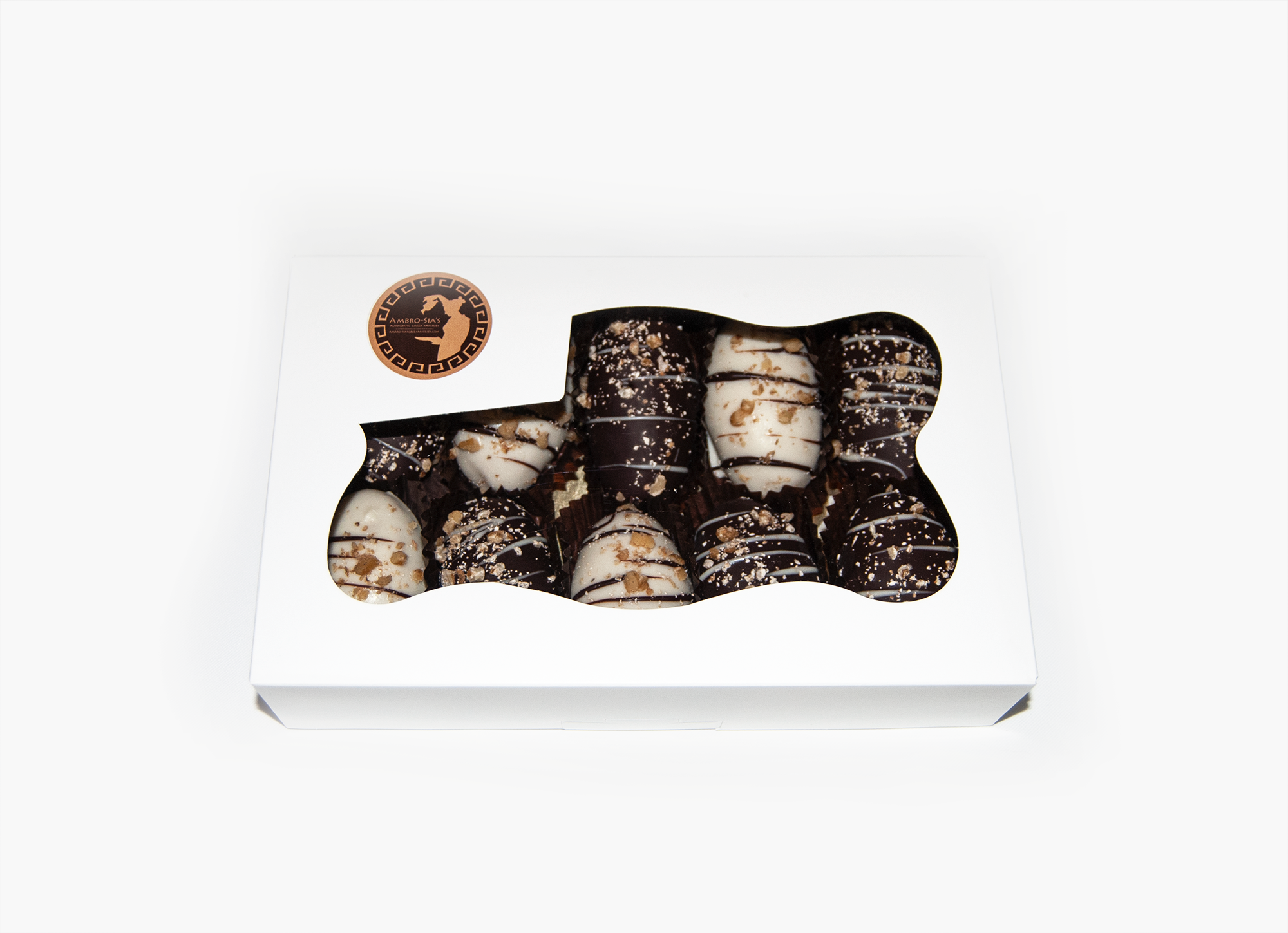 Melomakarona "Finikia" Chocolate Dipped in Bakery Box