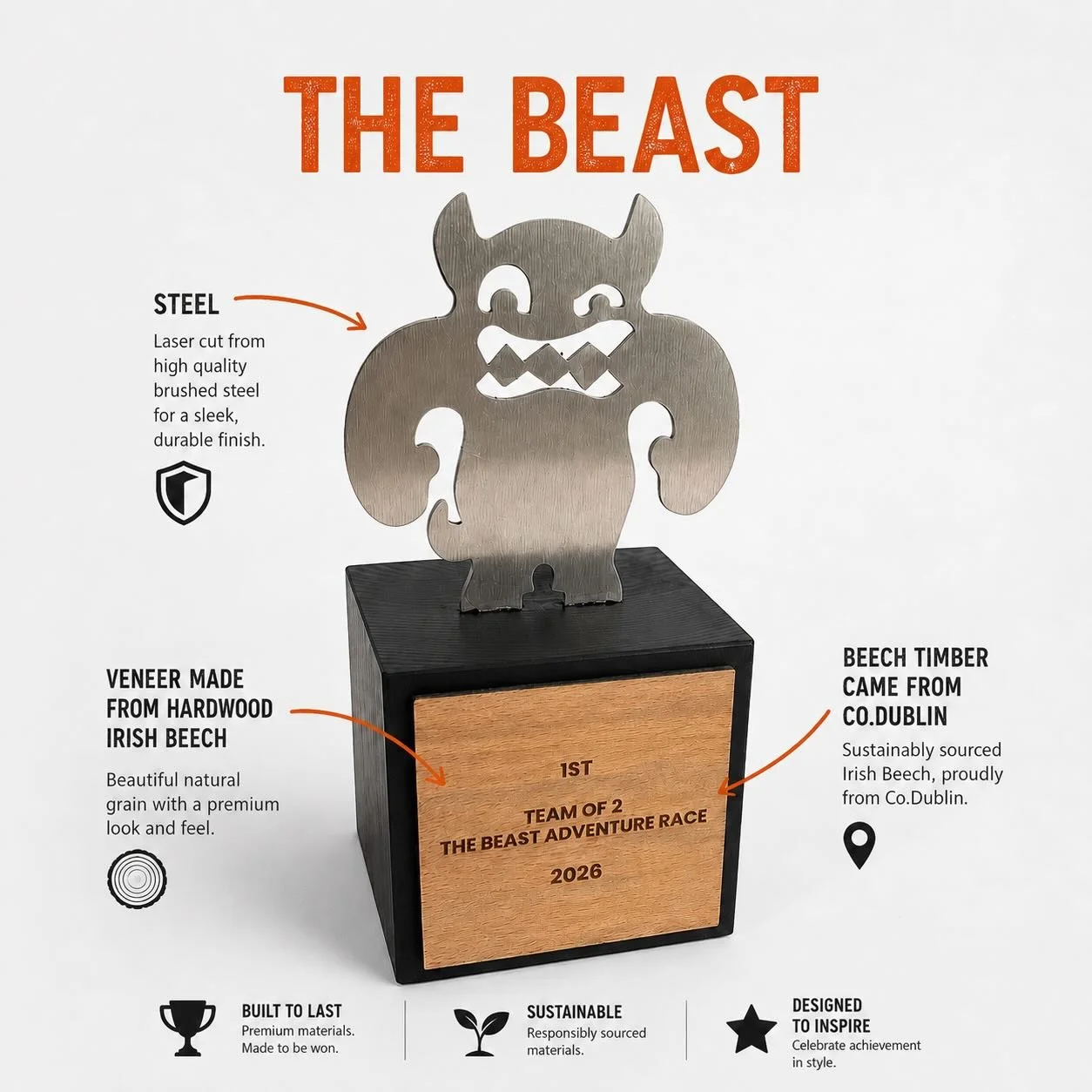 Myself and Cheryl have been busy making trophies for @thebeast.ie 
Trophies made from steel and sustainable Irish Beech. 
Great bunch of people to work with. Very best of luck to everyone taking part this weekend. 

#Ballyshane
#MadeInCarlow
#IrishMa
