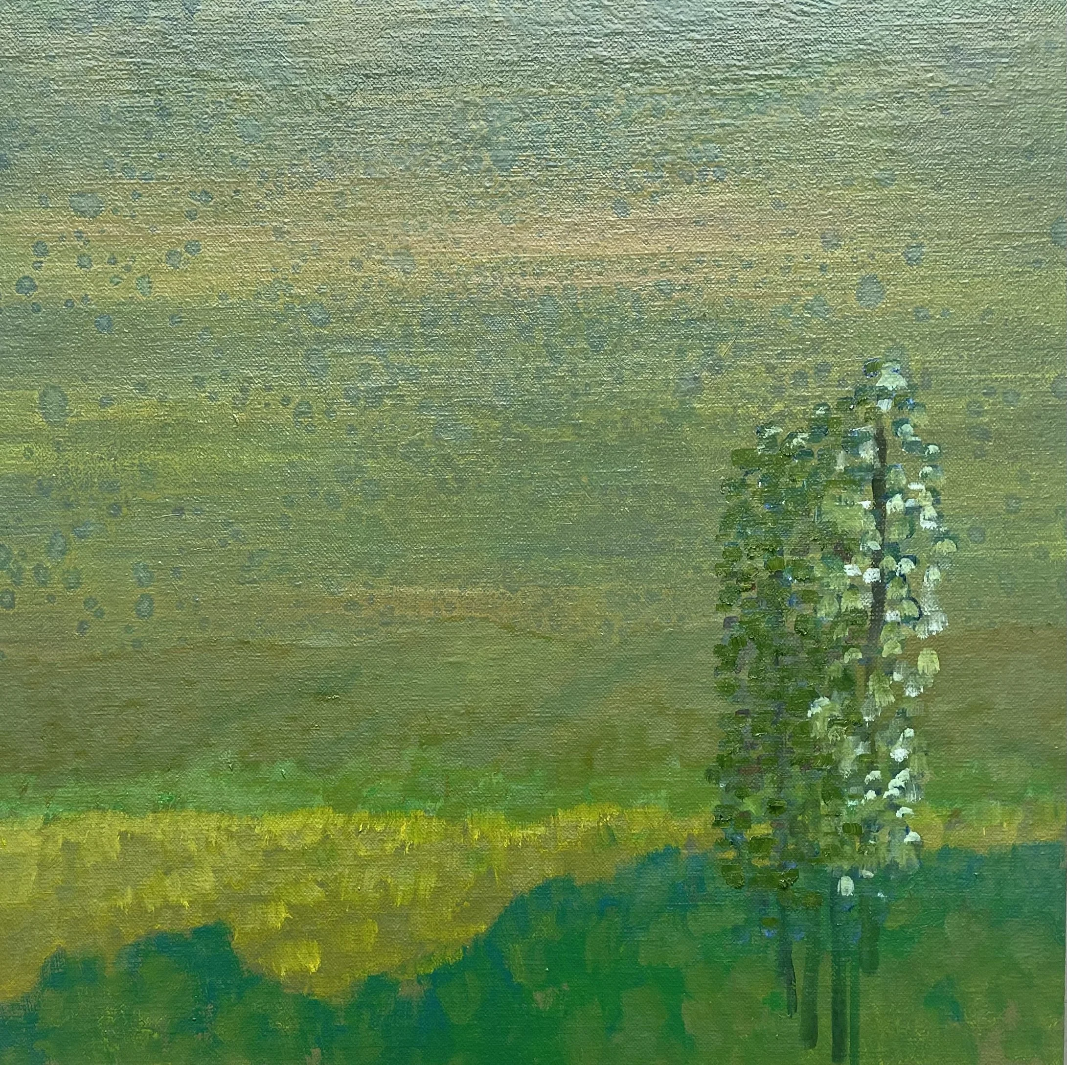 Trees Overlooking, oil on cradled panel, 14” x 14”