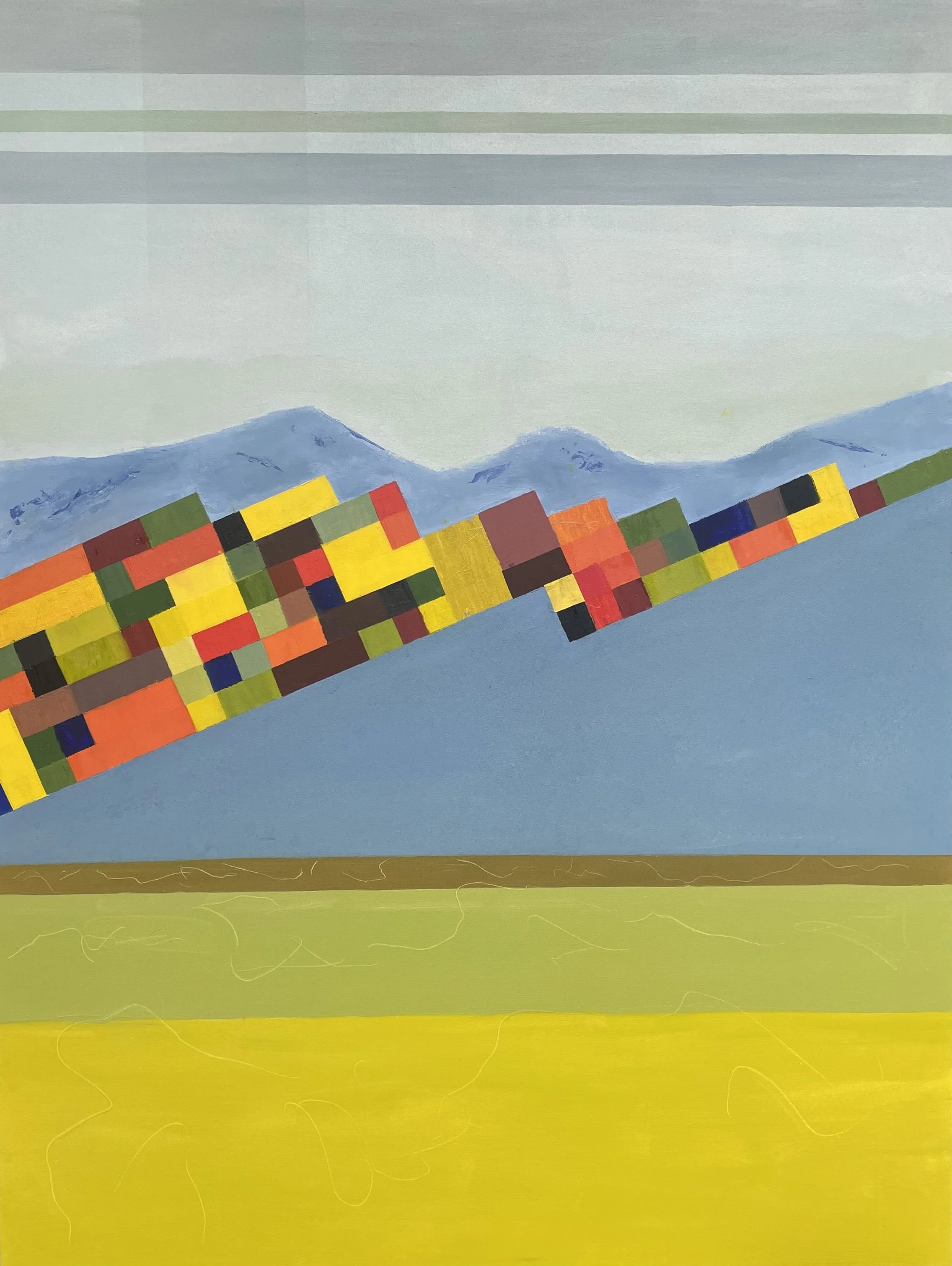 City to Mountains, oil on canvas, 48” x 36"