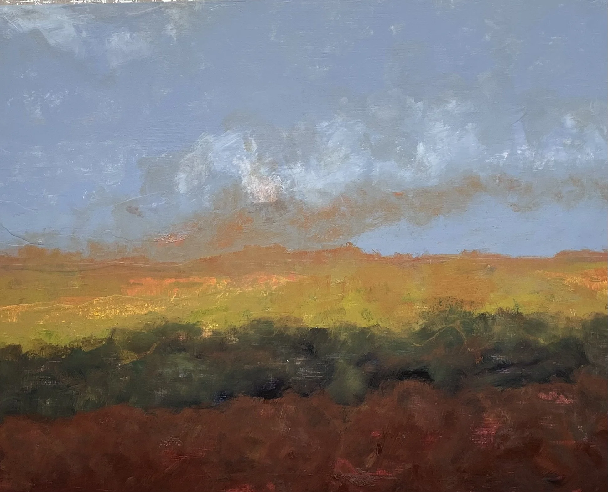 Blue Ridge Mountains at Sunset, oil on cradles linen panel, 24” x 30"