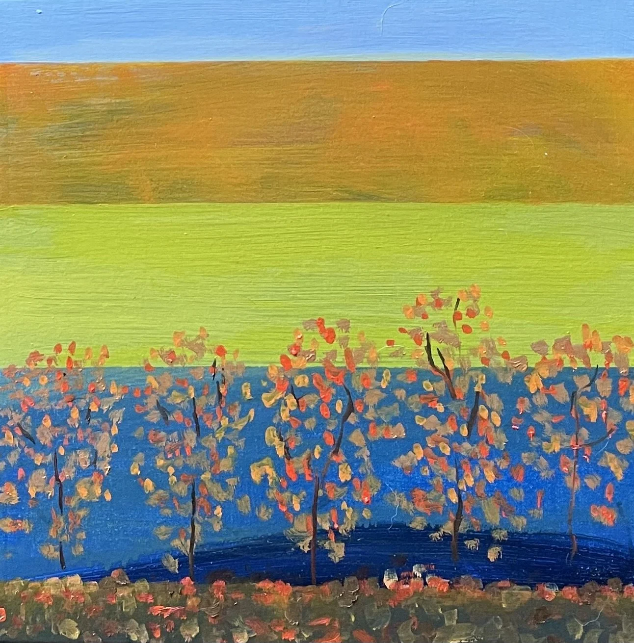 Seasonal Striations Series #1, oil on canvas, 14"x14"