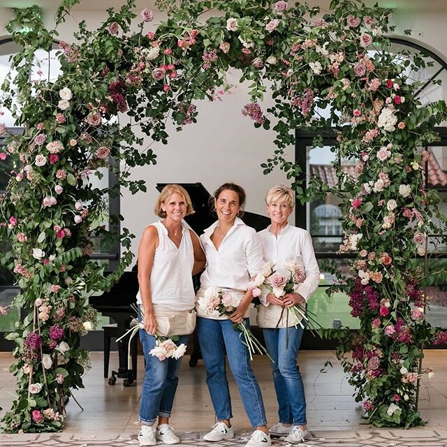 This is us. Lisa, Molly &amp; Barbie. 10 years ago we started this crazy fun adventure and we count every year, every event, every client a true blessing. It&rsquo;s been nothing but pure J O Y bringing our clients floral stories to life. Swipe to re