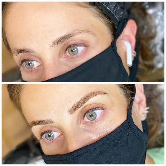 Busy, busy, busy!!!! Making brow magic again. Here&rsquo;s another recent first session of microblading. #microbladedbrows #microbladingbrows #microbladingartist #njmicroblading #bergencountymicroblading #browsonfleek #perfectbrows #tinadaviesxpermab
