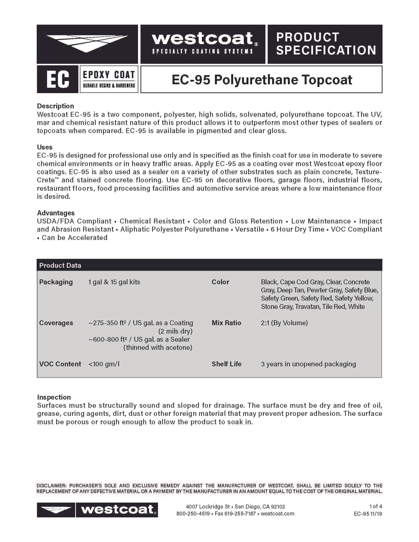 Westcoat Ec 95 Garage Floor Datasheet Craftsman Concrete Floors Texas Polished Concrete