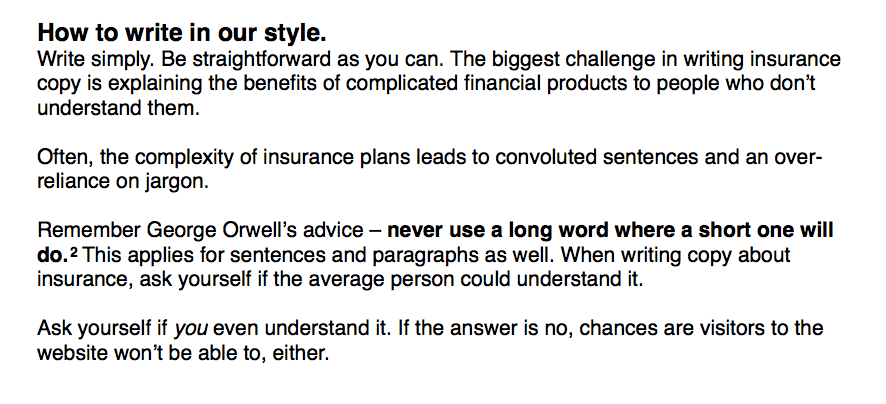  Excerpts from the Great Eastern Life product copywriting guide.&nbsp; 