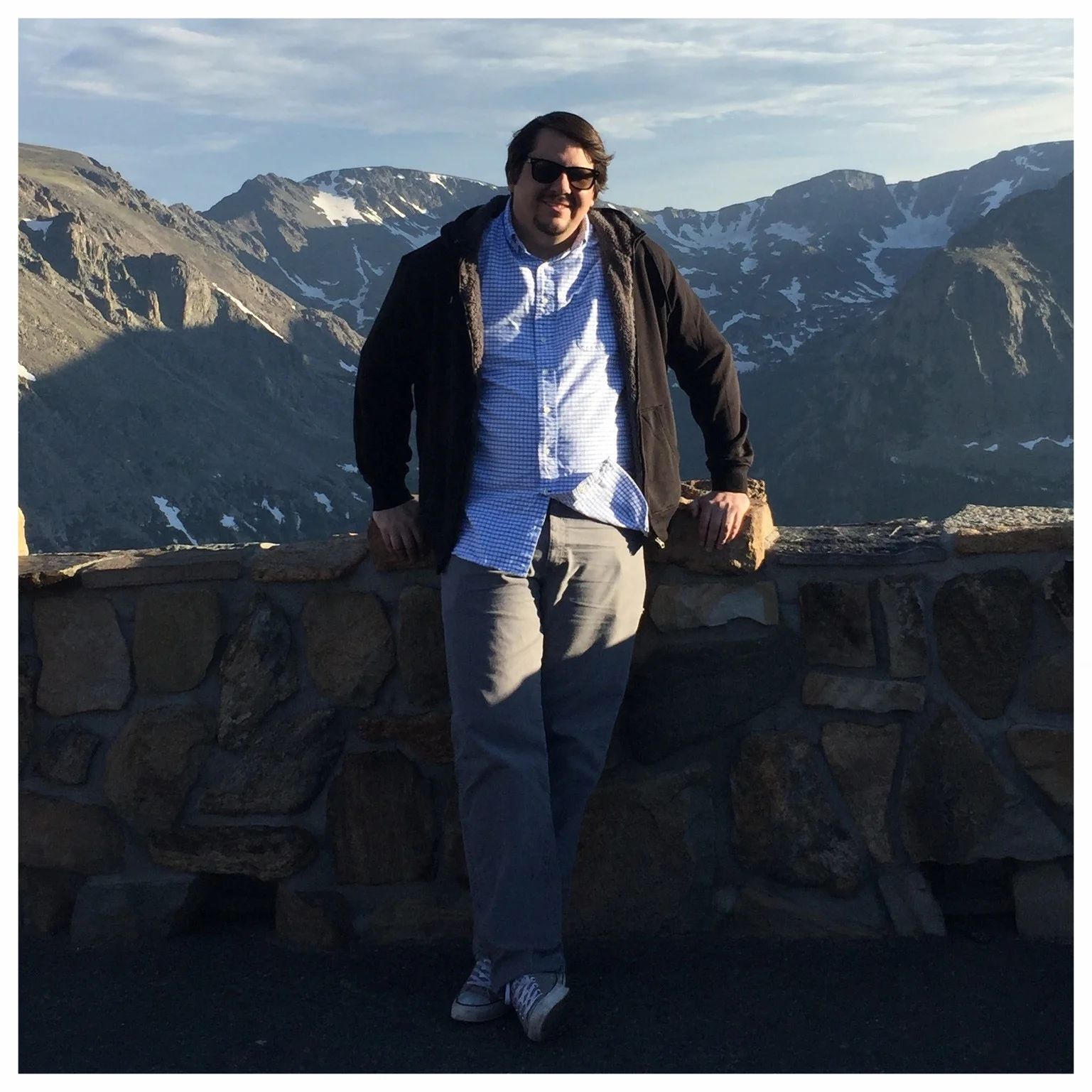 Enjoying a scenic vista at the Rocky Mountain National Park in Estes Park, Colorado.