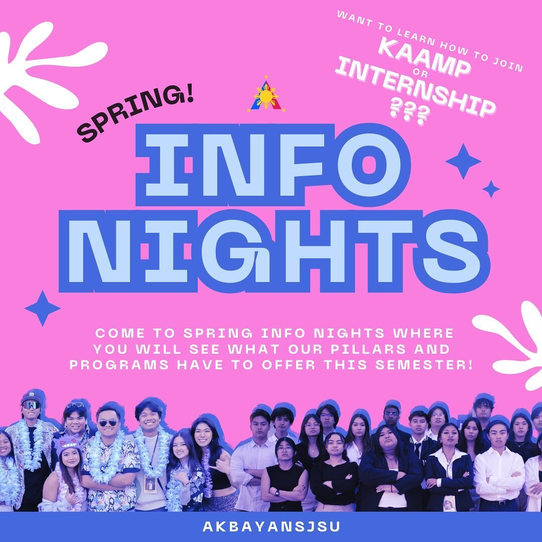 BECOME A MEMBER 🇵🇭🫶

Join us at info nights to learn how to be involved in Akbayan! 

We are inclusive to everyone so you DON&rsquo;T have to be Filipino to join! We offer so many great events, workshops, socials, and even programs like KAAMP and 