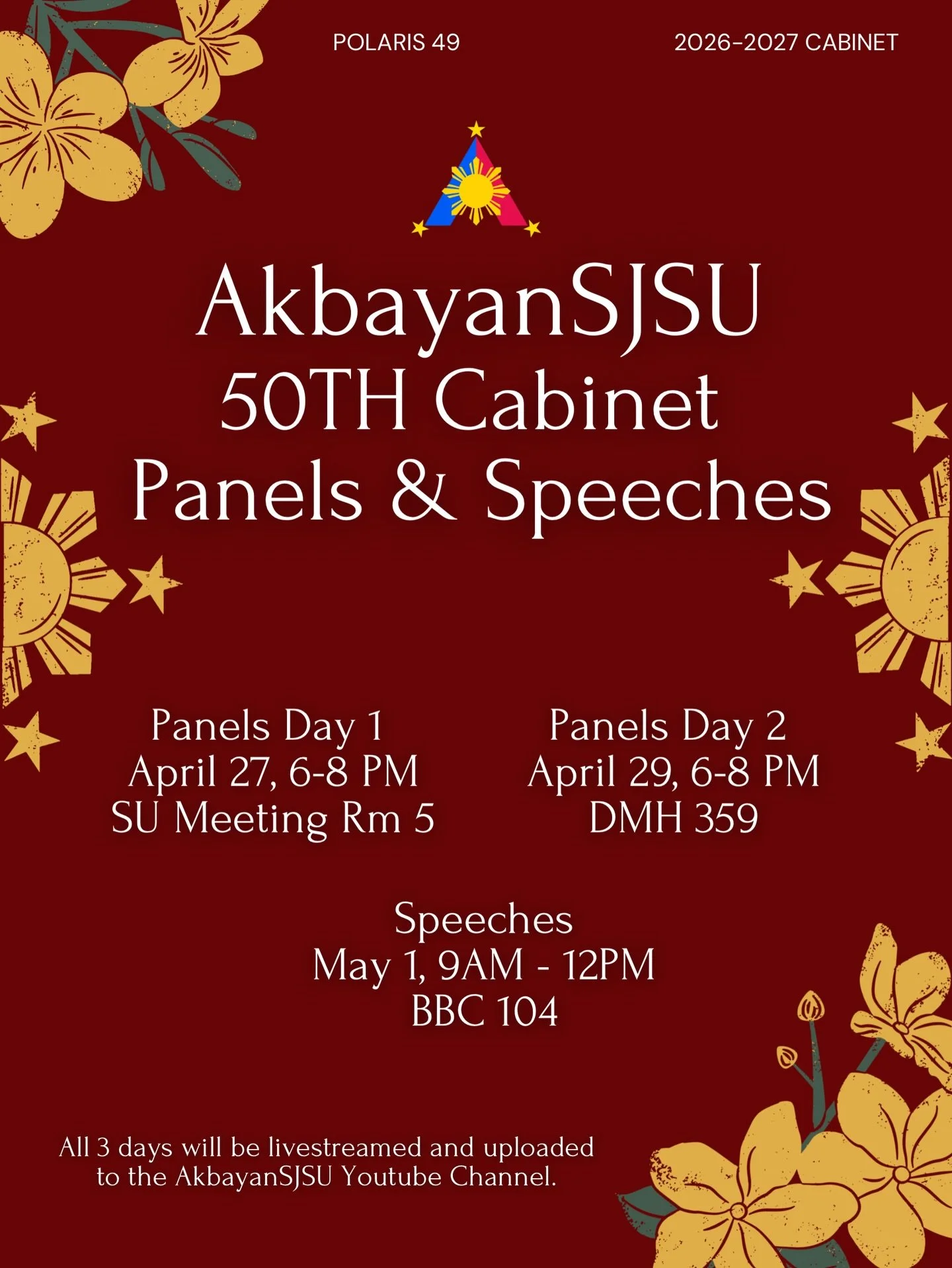 As another amazing year of AK is coming to an end, it only means that its time for Elections for the 50th Cabinet!!

Panels &amp; Speeches are a great way to stay informed in being able to hear from our candidates and their visions for their potentia