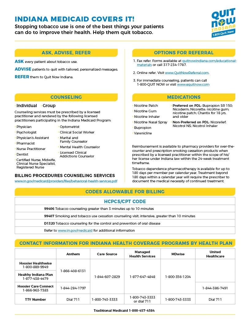 indiana tobacco prevention and cessation DOWNLOADABLE MATERIALS — Quit Now Indiana
