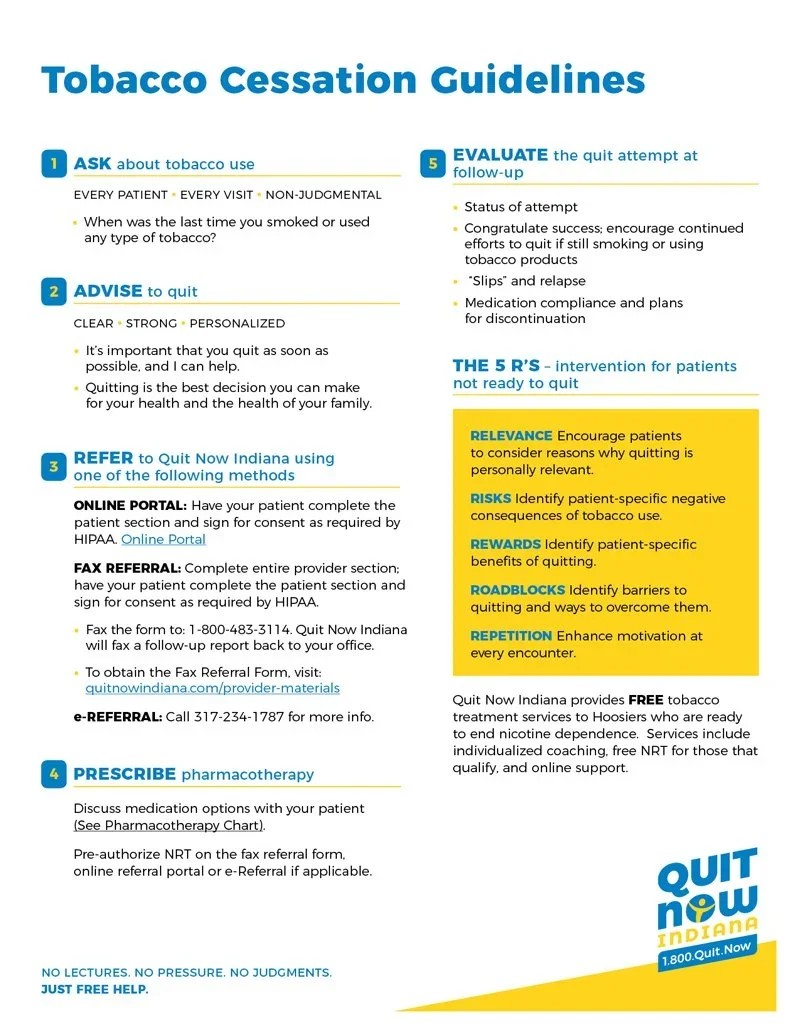 aca tobacco cessation requirements DOWNLOADABLE MATERIALS — Quit Now Indiana