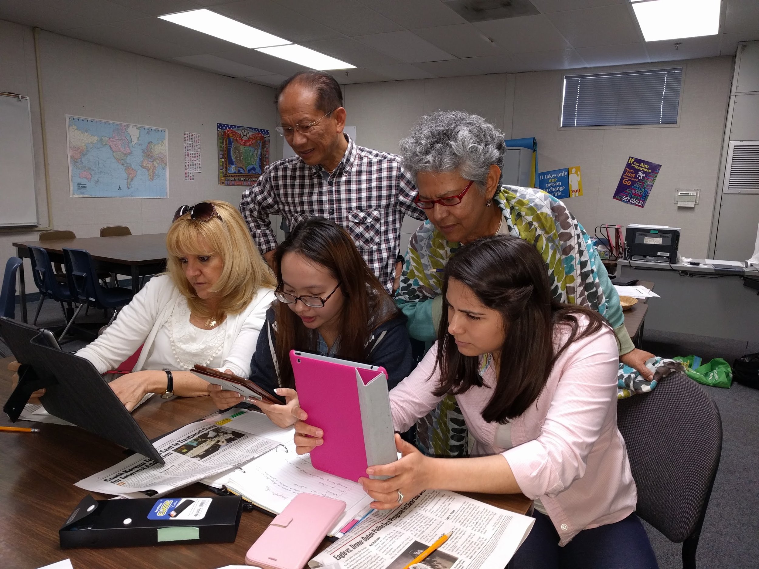 Advanced students working on projects