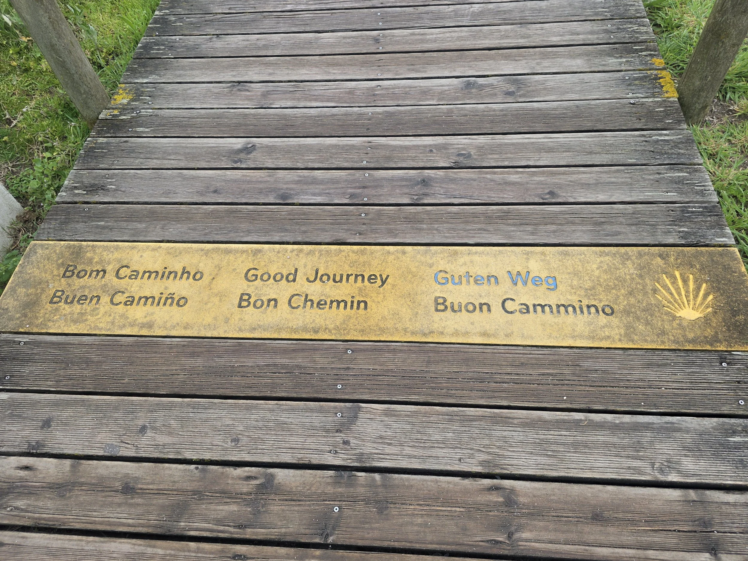 The welcome to the Camino on the boardwalk. We will be on this boardwalk for a few days.