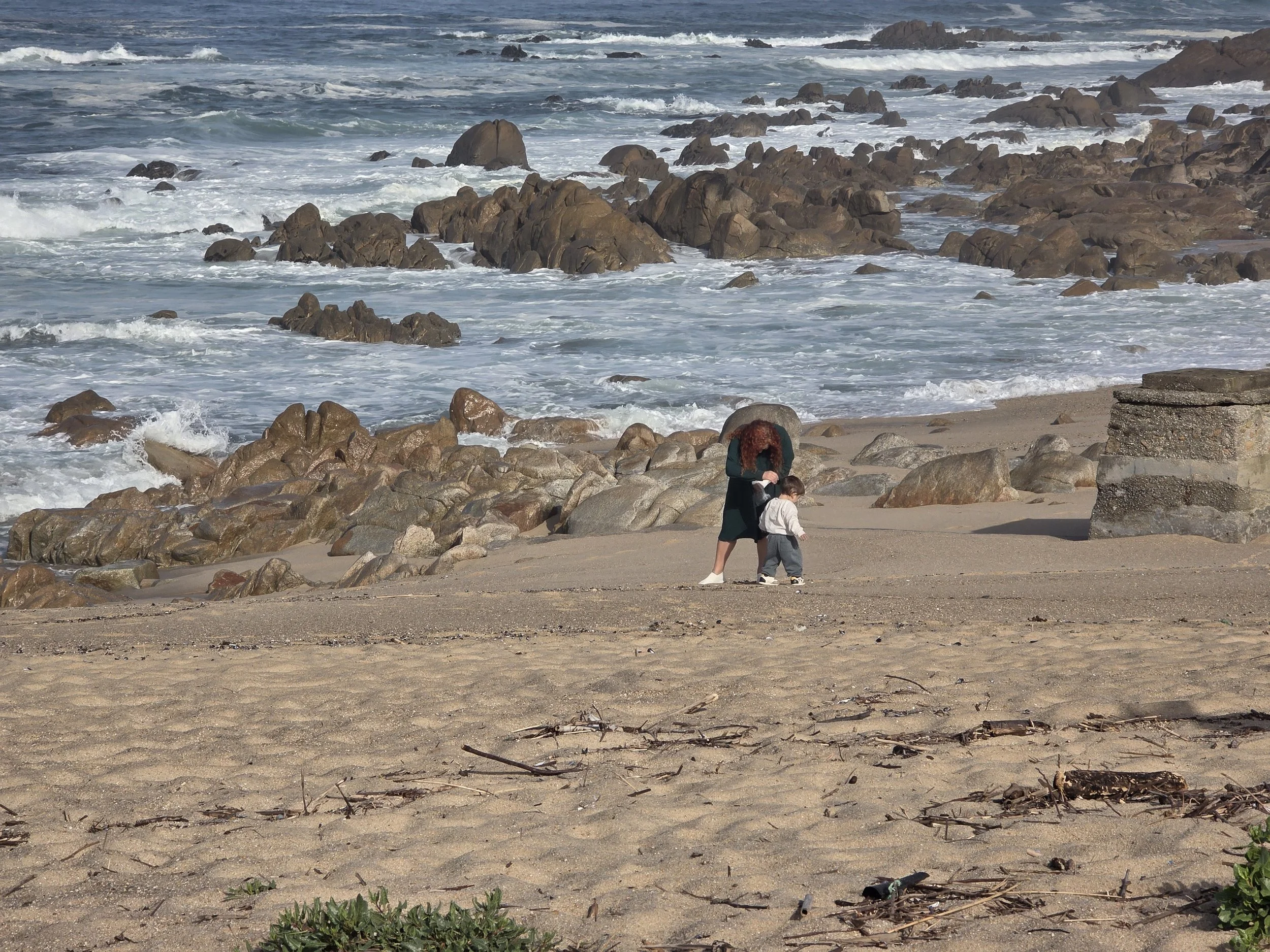 Mom and babe on the beach
