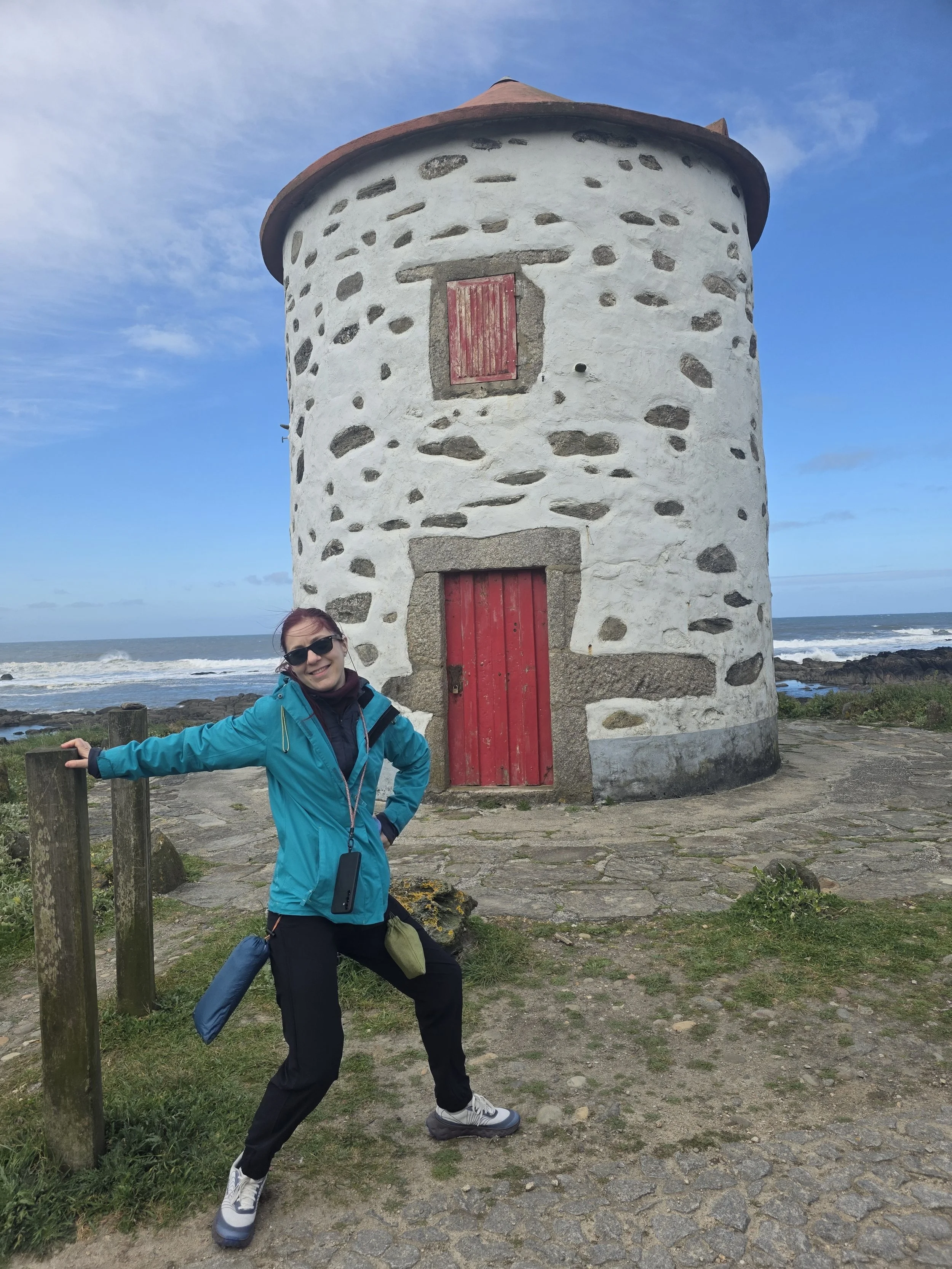 Ada in front of the windmill.