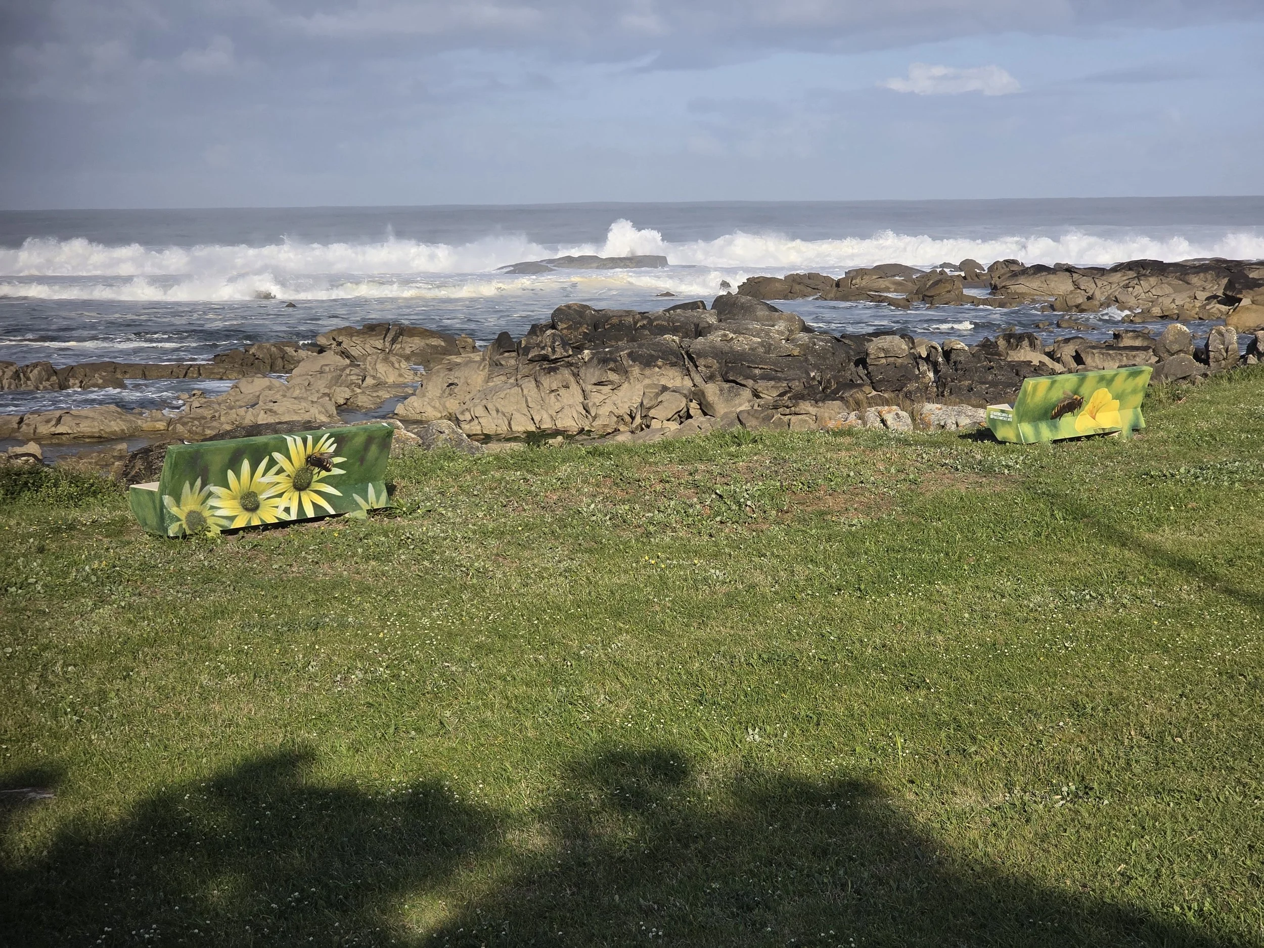 Portugal had beautiful views and provided a variety of types of seats for people to enjoy them. Notice the sunflowers on these benches. No graffiti.
