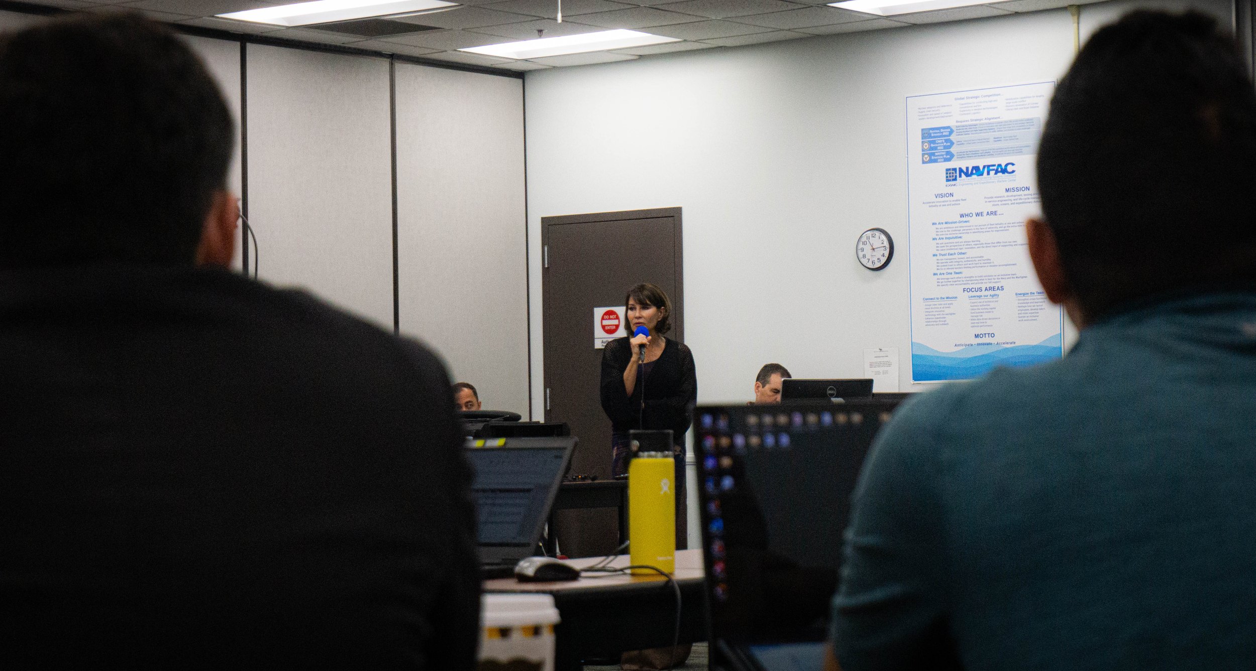   PORT HUENEME, Calif.    -     Navy NextSTEP Program Manager Marissa Brand speaks to Office of Naval Research (ONR) partners at the NextSTEP and Veterans To Energy Careers (VTEC) Annual Review, held at Naval Base Ventura County, July 20, 2023. The N