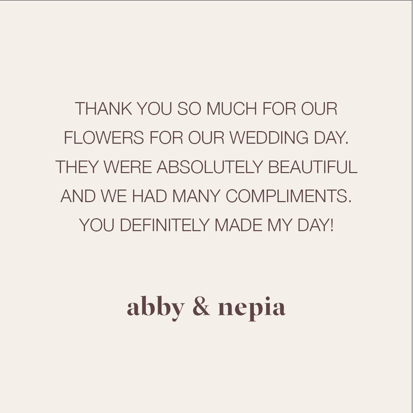 Kind words from our past couple, Abby &amp; Nepia 

#brisbaneweddings #brisbaneweddingflorist #brisbaneflowers #sunshinecoastweddings #dayborowedding #brisbanebride #sunshinecoastweddingflorist #noosawedding