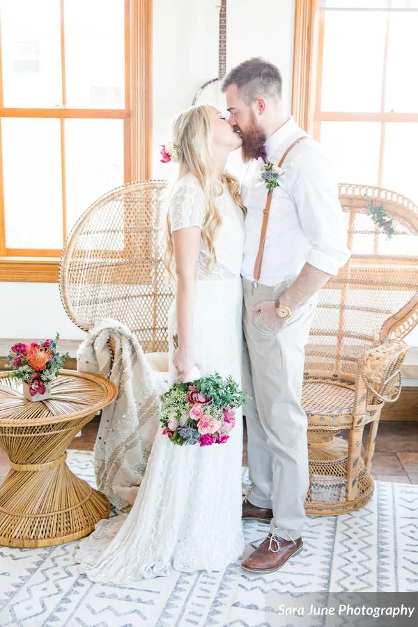 Photography: Sara June Photography Planning and Styling: She Be But Little Venue: 313 Dodge Florist: Flower Girl Studio Bridal Gown: Erika’s Bridal Makeup: Jillian Dawson Makeup Artistry Hair: @laurenauroragus @salonelan.wi Invites: @gaby_lara10 Favors/place cards: E|M Candle Co Dessert: Frio Mexican Treats Bride’s Ring: Avenue Jewelers Linens: BBJ Linen