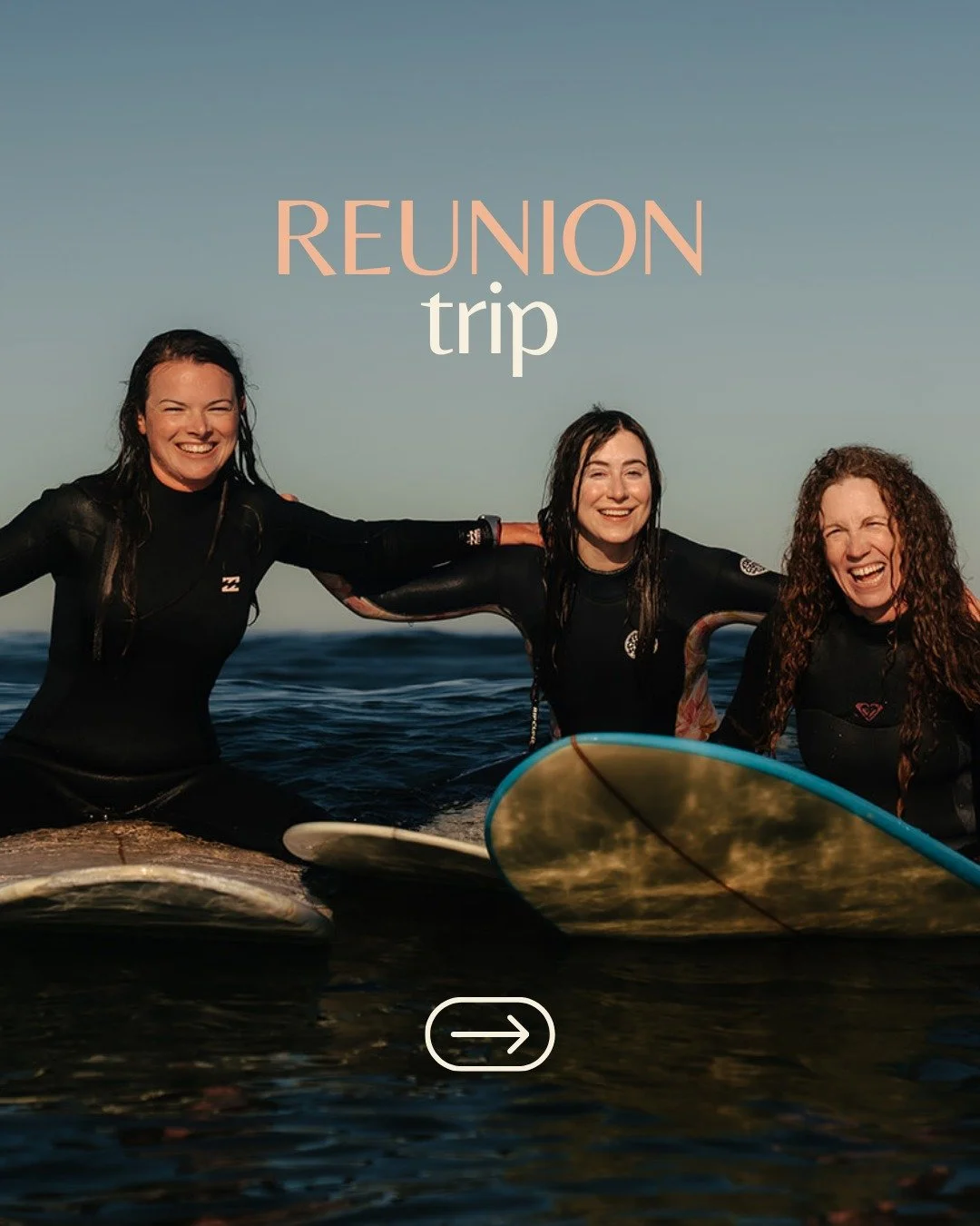 REUNION WEEKEND 〰️ A weekend trip for those of you who have already joined us on a Classic Trip. 

This weekend is more affordable as it doesn't include lesson fees from Surf Sister. Overall, this weekend is a super relaxed atmosphere, perfect for fo