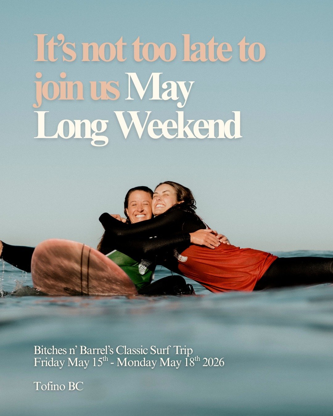 May Long Weekend in Tofino with the gals&hellip; and we&rsquo;ve got a few spots left.

Join our Classic Surf Trip
📅 May 15&ndash;18, 2026

Whether it&rsquo;s your first wave or your hundredth, this trip is all about progression, community, and actu