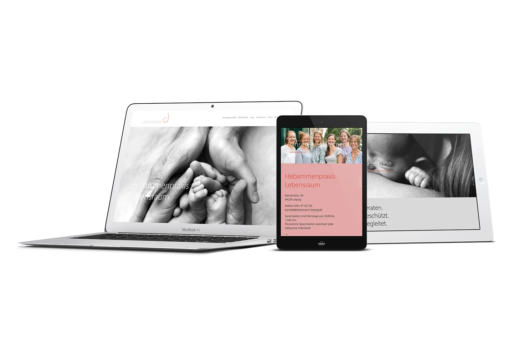 Konzeption, Design, Umsetzung, Betreuung – eine responsive Website für die freien Hebammen in der Hebammenpraxis Lebensraum.