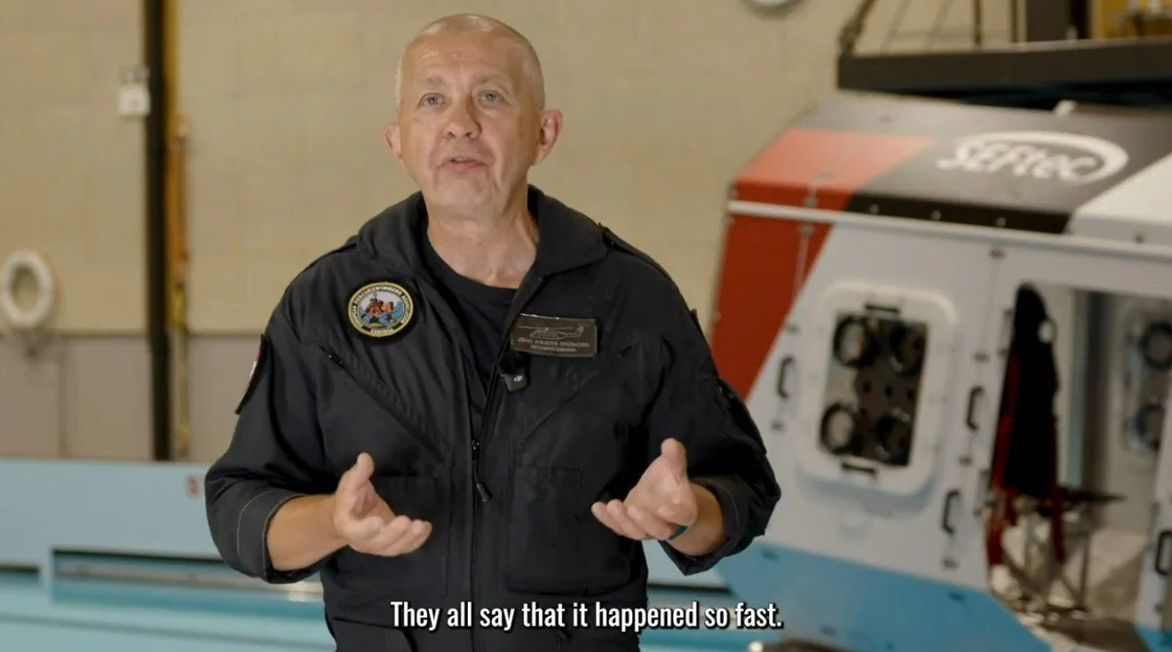 Hear how Jørn Anders survived a helicopter ditching into freezing water