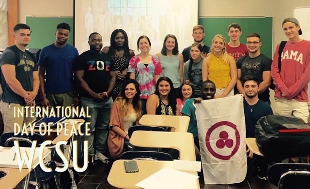 Lisa's sociology class on International Day of Peace at WCSU.