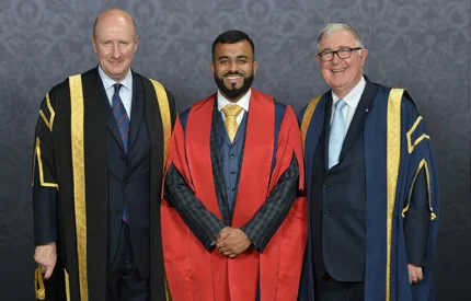 Hussain Manawer with Lord Geidt and Professor Edward Byrne