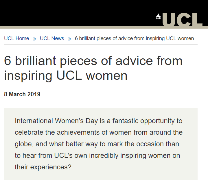 International Women's Day: UCL feature