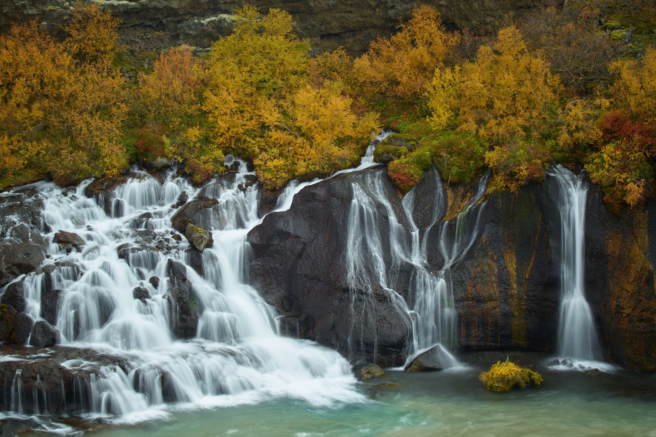 Hraunfossar Waterfall in Autumn