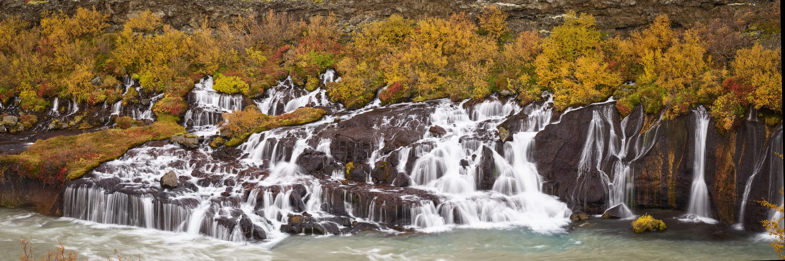 Hraunfossar Waterfall in Autumn