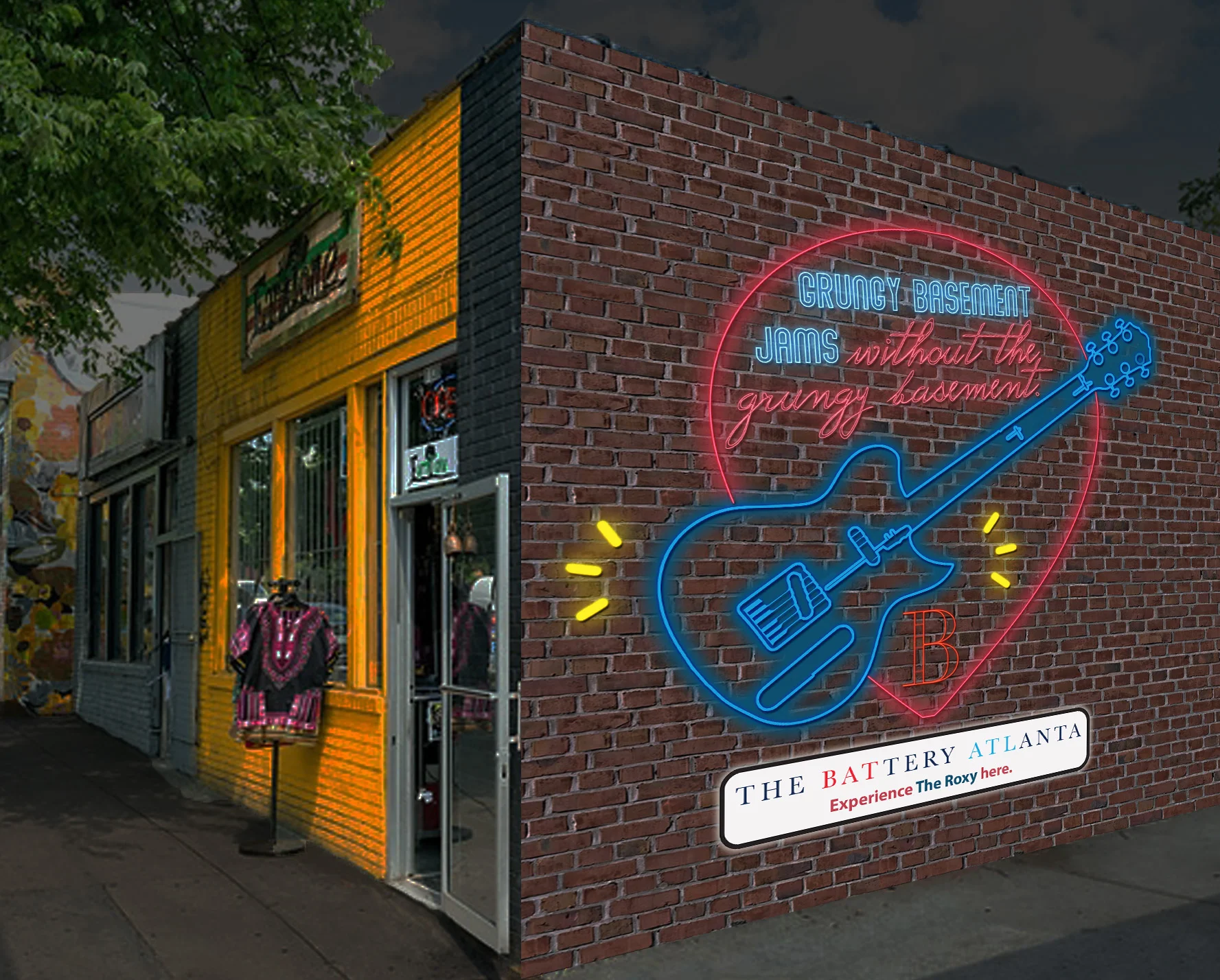 Little Five Points (cool, edgy area known for dive bars and live music)